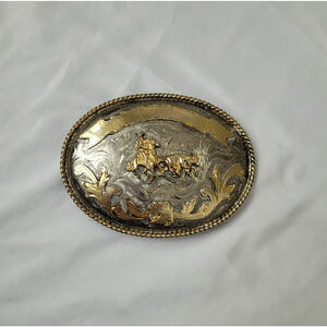 Vintage Alpaca Silver Mexico Bucking Bronco Horse Belt Buckle